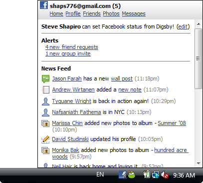 Digsby Facebook Integration